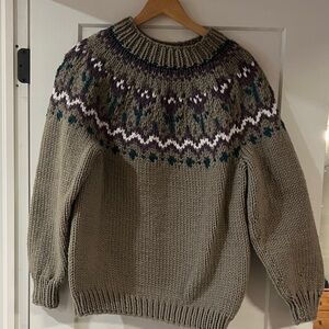 Cozy Knit Sweater with Patterned Yoke